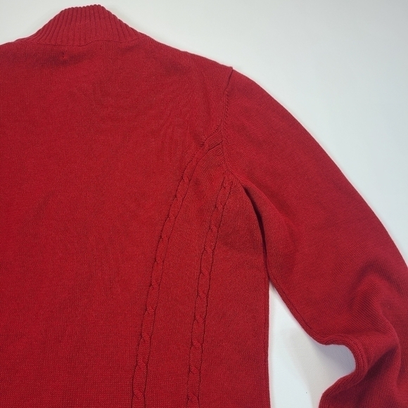 Tommy Hilfiger Full Zip Long Sleeve Sweater Jacket Cable Knit Red, Size Medium - Picture 9 of 15